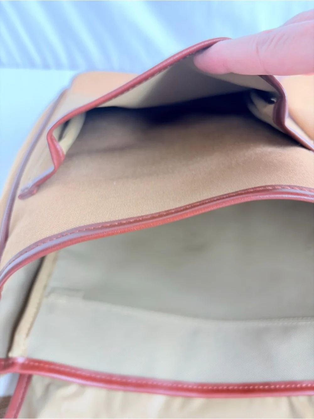 Messenger Safari Bag Tan Canvas Brown Leatherette Straps
